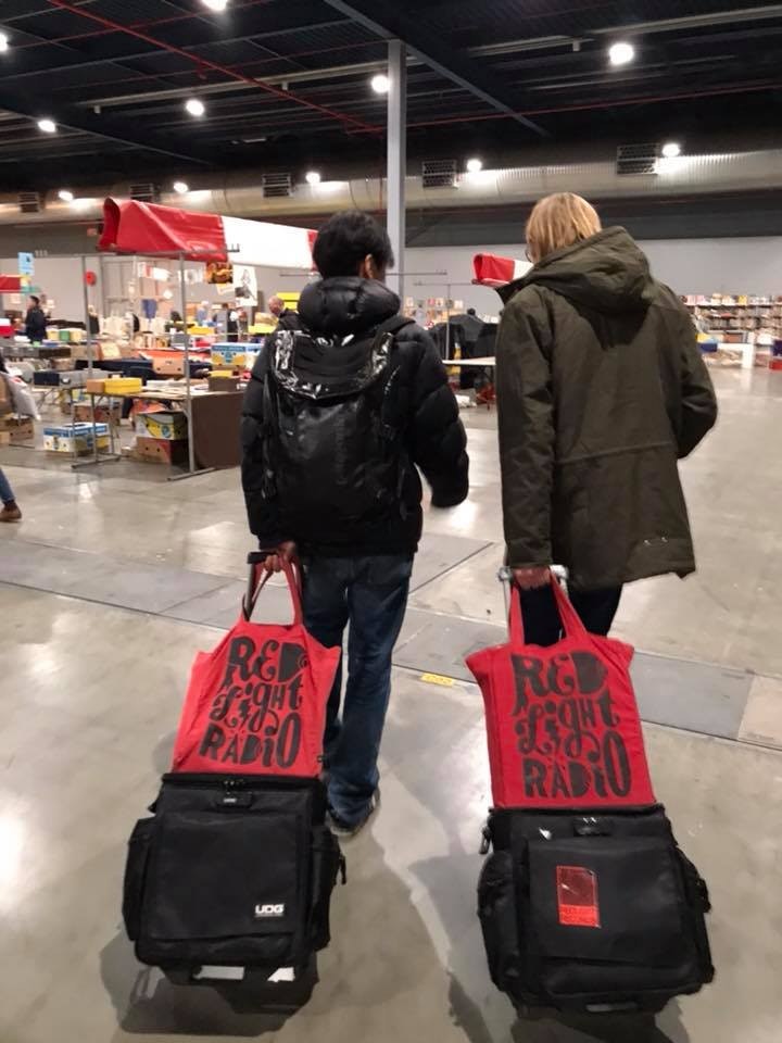 Chee with Abel Nagengast, co-founder of Redlight Records, at the Utrecht Record Fair.